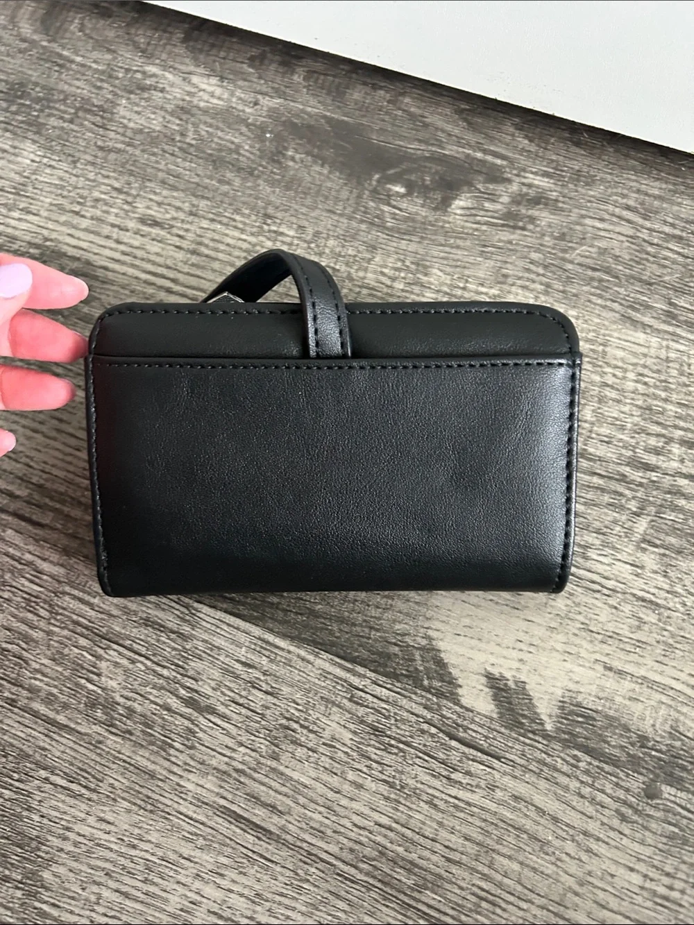 Steve Madden Black Leather Snap-Closure Wallet